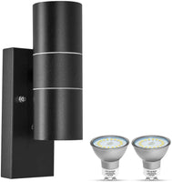 1 x RAW Customer Returns Wondlumi outdoor lamp anthracite GU10 LED wall light outside modern IP44 outdoor light with twilight switch 230V incl. 2x 5W cold white light bulb - RRP €39.97