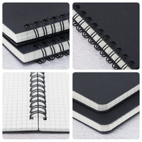 1 x RAW Customer Returns Yarotm Notebook A5 Checkered - 4 pieces notepad spiral binding a5 checkered 5mm notebook - 100g m ring binder notebooks a5 hardcover in black - a5 spiral notebook checkered - RRP €19.15