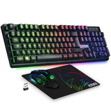 1 x RAW Customer Returns EMPIRE GAMING - Armor RF800 Wireless Rechargeable Gaming Keyboard and Mouse Set QWERTZ DE Layout - Keyboard 2.4GHz RGB - Mouse 4800 DPI with Mouse Pad - PC PS4 PS5 Xbox One Series Mac - Black - RRP €41.99