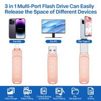 1 x RAW Customer Returns EOZNOE 256GB USB Stick for iPhone Flash Drive, 3-in-1 iPhone Memory Stick USB 3.0 External Storage, iPhone Photo Stick Storage Expansion Compatible with iPhone iPad Android PC Mac - RRP €24.68