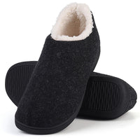 1 x Brand New Acfoda slippers men winter warm felt slippers memory foam non-slip lined felt slippers women comfortable soft cabin shoes plush slippers black 44 45 - RRP €19.75