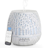 1 x RAW Customer Returns Simpeak Aroma Diffuser 400ml, Ultrasonic Room Diffuser Wood for Essential Oils, Aromatherapy Fragrances Humidifier with Remote Control - Carved Forest, White - RRP €27.52