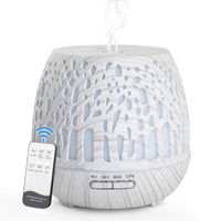 1 x RAW Customer Returns Simpeak Ultrasonic Humidifier and Aroma Diffuser 400 ml, LED Ultrasonic Fragrance Atomizer with Remote Control-Carved Forest, White - RRP €27.52