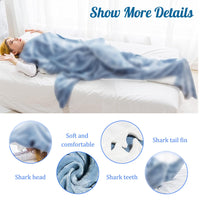 1 x RAW Customer Returns MeYuxg Shark Blanket, Soft Blue Shark Costume, Dress Up Blanket, Flannel Blanket, Shark Sleeping Bag for Boys, Adults, Shark Lovers, Cosplay Shows M  - RRP €32.64