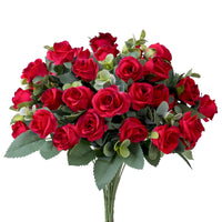 1 x RAW Customer Returns Bundles Artificial Red Roses Bouquets Artificial Mini Silk Roses with Eucalyptus Leaves Stems Outdoor Green Decoration for Wedding Home Office - RRP €17.48