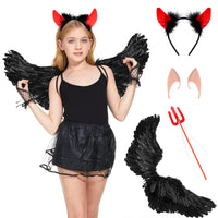 8 x Brand New Herefun Angel Wings Costume, 4 Pieces Angel Costume for Women, Black Angel Costume with Halo and Magic Wand, Halloween Costume Decoration Carnival Cosplay Parties - RRP €89.92