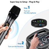 1 x RAW Customer Returns Bietrun UHF wireless microphone dual handheld microphone made of metal 50M wireless radio microphone receiver with Bluetooth 6.35mm 3.5mm plug for PA system mixer amplifier karaoke DJ party conference lecture - RRP €60.46