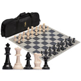 1 x RAW Customer Returns Yellow Mountain Imports Regular 20 Staunton Roll-Up Tournament Chess Set with Travel Bag, 2 Extra Queens and Weighted Chess Pieces - Black - RRP €43.98