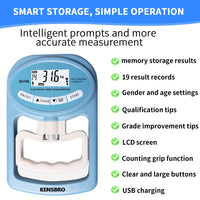 1 x RAW Customer Returns Digital hand force gauge 120 kg 264 lb, dynamometer digital, electronic hand dynamometer, electronic grip force meter, LED screen, dynamometer with USB charging cable - RRP €30.24