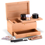 1 x RAW Customer Returns Marvero Large Bamboo Box Tray Set, Gift Set Grinder Box Premium Stash Box Removable Tray Glasses Crusher Set All accessories 25 18 14CM  - RRP €58.78