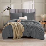 1 x RAW Customer Returns WAVVE bed linen 155x220 3-piece anthracite - duvet cover 155 x 220 set with 2 pillowcases 80x80 cm, bed linen sets 155x220cm made of microfiber with zip, soft and non-iron, grey - RRP €22.18