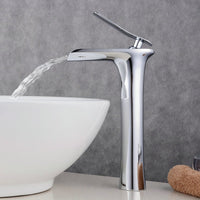 1 x RAW Customer Returns Beelee High Waterfall Sink Faucet, Single Handle Sink Tap, Single Lever Sink Mixer Tap, Polished Chrome - RRP €77.0