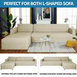 1 x RAW Customer Returns Ystyle sofa cover corner sofa L shape stretch, sofa cover couch cover L shape, universal sofa cover corner sofa, couch cover L shape sofa protector slipcover 3 seater 3 seater, beige  - RRP €59.0