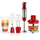 1 x RAW Customer Returns Bonsenkitchen hand blender 5-in-1 set, 800W anti-splash stainless steel hand blender with 500 ml food chopper, 600 ml cup, whisk, hand mixer, infinitely variable speeds, BPA-free, HB8005 red  - RRP €33.86