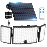 1 x RAW Customer Returns Claoner 234 LED Outdoor Solar Light with 3 Light Panels, 270 Super Bright Solar Lights with Motion Sensor 3 Modes Waterproof P65 Solar Lamps with 5m Cable, Remote Control - RRP €27.99