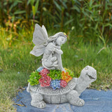 1 x RAW Customer Returns Fouvin Solar Garden Figures Turtle Garden Decoration for Outdoors, with Succulents and 7 LED Lights Home Balcony Decoration, Figure Kawaii Gifts for Women Mom Decoration for Room Terrace - RRP €27.99