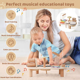 1 x RAW Customer Returns Drum Kit for Children Made of Wood, 7 in 1 Musical Children s Toy, Montessori Educational Toy Drum Kit with Xylophone, Children s Drum Set - RRP €40.33