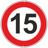 1 x RAW Customer Returns Pubblimania Maximum speed 15 km Road signs made of aluminium, round, 3 mm thick, for outdoor use 30 maximum speed 15 km  - RRP €19.99