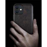 1 x RAW Customer Returns Carveit Magnetic Case for iPhone 12 mini Elegant Rosewood Soft TPU Bumper Shockproof Phone Case Compatible with 12mini Magsafe Case Wood Viking Compass Vegvisir  - RRP €33.99