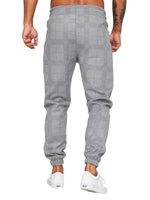 1 x RAW Customer Returns Jogging Bottoms Men s Training Trousers Loose Fit Sports Trousers Long Sweatpants Checked Leisure Trousers for Men Light Grey, L  - RRP €30.13