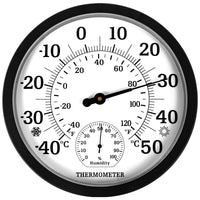 1 x RAW Customer Returns Indoor Outdoor Thermometer Hygrometer - 10 inch outdoor thermometer large numbers, 2 in 1 thermometer hygrometer, outdoor thermometer for patio black  - RRP €20.16