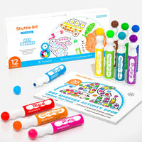 1 x RAW Customer Returns Dot Markers, Shuttle Art Washable Dot Markers, 12 Colored Bingo Markers Bingo Dabbers , with 30 Unique Patterns from Dot Book for Kids Art Activities, Non-Toxic Water-Based Ink - RRP €19.94