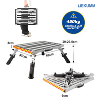 1 x RAW Customer Returns LIEKUMM 48x37cm Foldable Step, Aluminum Folding Platform Step Stool with Non-Slip Rubber Surface, up to 450kg, Suitable for Kitchen, Motorhome, SUV, Caravan or as Home Footstool - RRP €79.99