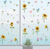 5 x Brand New YICHEN window pictures sunflower window stickers, 6 sheets window stickers PVC stickers, reusable window film window decoration window stickers for children s room wall decoration - RRP €50.35