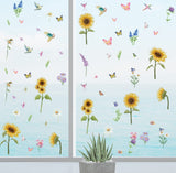 8 x Brand New YICHEN window pictures sunflower window stickers, 6 sheets window stickers PVC stickers, reusable window film window decoration window stickers for children s room wall decoration - RRP €80.56