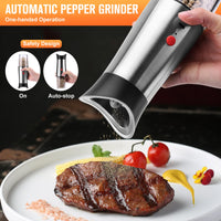 1 x RAW Customer Returns BlumWay Electric Salt and Pepper Mill Set of 2 with USB Charging and LED Light, Automatic Spice Mill, Pepper and Salt Mill Set, Adjustable Grinding Coarseness and Refillable Spice Container - RRP €48.4