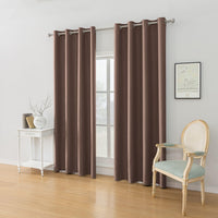 1 x RAW Customer Returns Ystyle curtains set of 2, thermal curtain cold protection, outdoor curtain weatherproof with eyelets, blackout curtain, opaque curtains, curtains living room, thermal curtain heat protection, brown - RRP €35.21