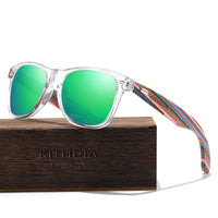 1 x RAW Customer Returns KITHDIA Men and Women Dark Walnut Zebra Wood Temple Sunglasses Polarized S5505 - RRP €18.98