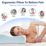 1 x RAW Customer Returns PKBD Memory Foam Pillow with 2 Pillowcases Cooling Ice Silk Cotton , Ergonomic Orthopedic Pillow, Neck Contoured Bed Pillow for Side, Back and Stomach Sleepers - RRP €35.28