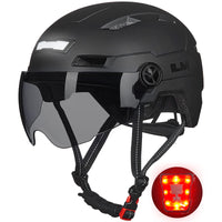 1 x RAW Customer Returns ILM Bicycle Helmet with Visor and LED Light Mountain Road Bicycle Helmets for Men and Women Bicycle Helmet for Commuting in the City E3-10L, Black SM - RRP €92.24