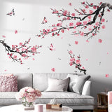 1 x RAW Customer Returns decalmile Wall sticker flowers pink tree branch wall sticker flowers flowers pink wall sticker living room bedroom sofa background wall decoration - RRP €15.12