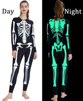 1 x RAW Customer Returns TUONROAD Halloween Costume with Glowing Patterns Women s Skeleton Overall Jumpsuit for Halloween Dress Up Party, Christmas, Carnival or Theme Parties XL - RRP €39.31