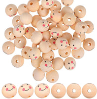 2 x Brand New Wooden beads with face, 20 mm wooden balls with face, 100 pieces natural wooden beads, wooden heads with face beads with face smiley beads for DIY decorations jewelry, Christmas decoration wooden beads - RRP €40.8