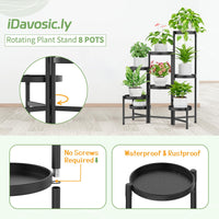 1 x RAW Customer Returns iDavosic.ly 8 Tier Metal Plant Stand Flower Pot Stand, Multi-Tier Plant Shelf Flower Shelf Plant Stairs for Room Corner, Living Room, Balcony, Terrace, Yard Round, Black  - RRP €67.55