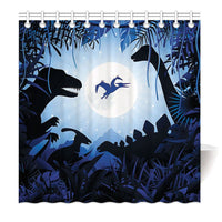 3 x Brand New Zomer Shower Curtain Textile Washable Anti-Mold Bathroom Bathtub Curtain Printed with Dinosaur Silhouette, Blue, 160 x 180 cm - RRP €74.97