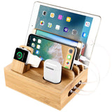 1 x RAW Customer Returns SETROVIC Bamboo Charging Station Docking Holder, Desktop Organizer for Multiple Devices Dock. Accessories compatible mobile phone tablet Apple Watch Airpods - RRP €26.99