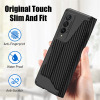 1 x RAW Customer Returns for Samsung Galaxy Z Fold 4 Case with S Pen Holder, Built-in Screen Protector, Card Slot Stand Function PU Leather Case Shockproof Case Cover for Samsung Z Fold 4 5G Folding Case Carbon Fiber  - RRP €30.98