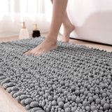 1 x RAW Customer Returns DEXI bathroom rug 50 x 80 cm, chenille bath mat, non-slip, soft bath mat, machine washable, microfibre absorbent bath mat for bathtub, shower and bathroom - grey - RRP €26.99