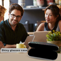 1 x RAW Customer Returns Glasses Case Hard Shell Glitter Case Unisex Black Glasses Case with Cleaning Cloth Sunglasses Box for Women Men - RRP €7.76