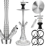 1 x RAW Customer Returns REANICE 26 Stainless Steel Shisha Set Complete Travel Chisha Four Hole Hookah Portable Glass 4 connections - RRP €117.97