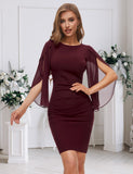 1 x Brand New DRESSTELLS women s vintage cocktail dress festive wedding dress elegant sheath dress knee-length pencil dress plus size burgundy 3XL - RRP €38.4