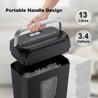 1 x RAW Customer Returns Bonsaii Paper Shredder for Home, Shreds 6 Sheets at a Time, Can Shred Credit Cards and Office Clips, Paper Shredder with a 13 Liter Waste Container - RRP €34.37