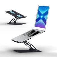 1 x RAW Customer Returns Laptop Stand Height Adjustable with RGB Fan, Foldable Laptop Stand Made of Aluminum Alloy, Ventilated Laptop Stand Notebook Holder Ergonomic Compatible with All MacBook, Laptop 10-17  - RRP €35.99