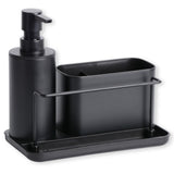 1 x RAW Customer Returns Kook Time sink organizer and dishwashing liquid dispenser kitchen set - soap dispenser with sponge holder and dishwashing brush holder, ideal for kitchen sink - black - 21X12X19 cm. - RRP €25.36