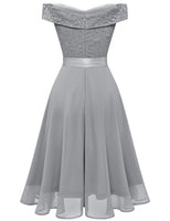 1 x RAW Customer Returns Bbonlinedress Women s Dresses Lace Dress Cocktail Dress Formal Ball Gown Bridesmaid Dresses for Wedding Knee-Length Evening Dresses Grey XL - RRP €44.16