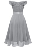 1 x RAW Customer Returns Bbonlinedress evening dresses women cocktail dress rockabilly dress knee length vintage retro dresses pleated skirt women wedding grey 3XL - RRP €46.38